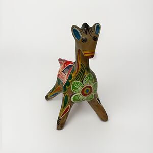 Mexican Folk Art Pottery Clay Horse Bank Terra Cotta Hand Painted Vintage Cute!